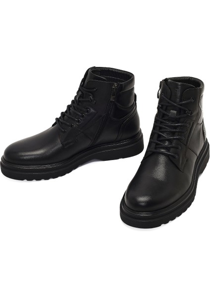 Erkek Siyah Fermuarlı Deri Casual Bot 25WFD642818 modelleri