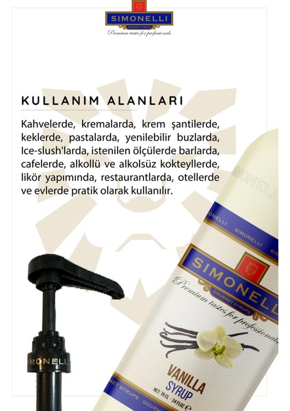 Kahve ve Kokteyl Şurubu Vanilya 700 ml + Pompa Sımonellı fiyatları