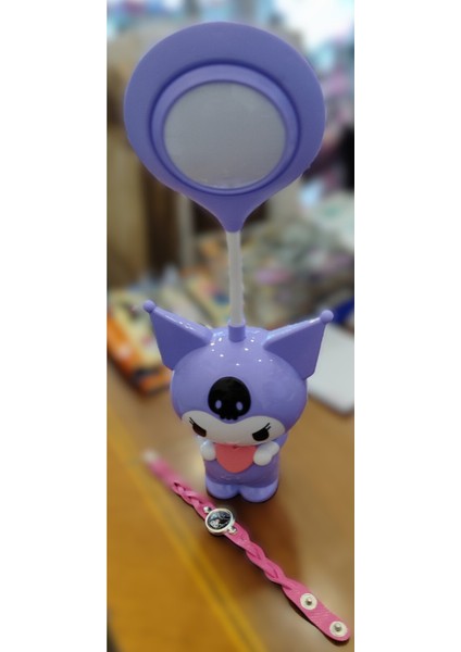 Bileklik Hediyeli Kuromi Melody Figürlü Şarjlı Kalemtraşlı Masa/gece Lambası AD5213