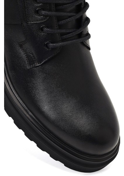 Erkek Siyah Fermuarlı Deri Casual Bot 25WFD642818