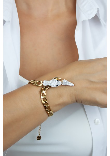 Yılan Figür Çelik Bileklik