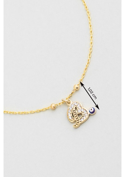 B Harfi 18 Ayar Sarı Altın Kaplama 19 cm Gümüş Nazar Bileklik modelleri