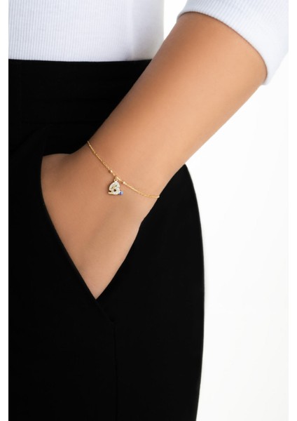 B Harfi 18 Ayar Sarı Altın Kaplama 19 cm Gümüş Nazar Bileklik fırsatları