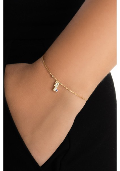 I Harfi 18 Ayar Sarı Altın Kaplama 19 cm Gümüş Nazar Bileklik fiyatları