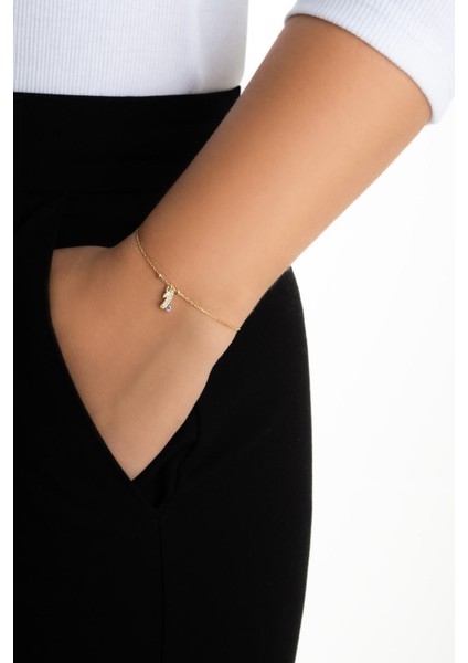 I Harfi 18 Ayar Sarı Altın Kaplama 19 cm Gümüş Nazar Bileklik fırsatları