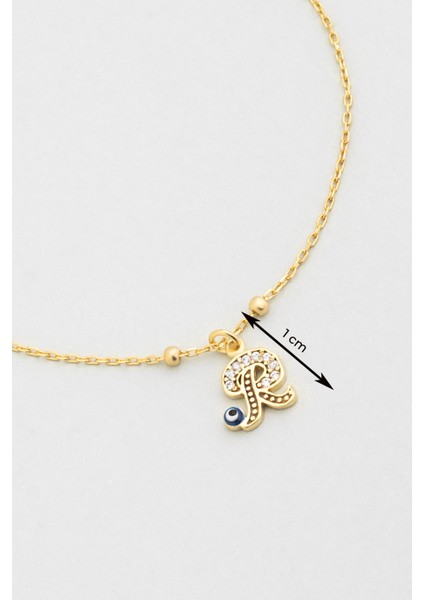 R Harfi 18 Ayar Sarı Altın Kaplama 19 cm Gümüş Nazar Bileklik modelleri