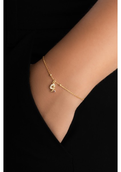 G Harfi 18 Ayar Sarı Altın Kaplama 19 cm Gümüş Nazar Bileklik fiyatları