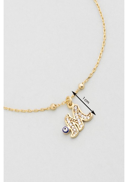 M Harfi 18 Ayar Sarı Altın Kaplama 19 cm Gümüş Nazar Bileklik modelleri