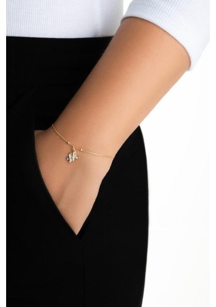 M Harfi 18 Ayar Sarı Altın Kaplama 19 cm Gümüş Nazar Bileklik fırsatları