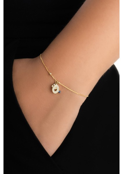 Ö Harfi 18 Ayar Sarı Altın Kaplama 19 cm Gümüş Nazar Bileklik fiyatları