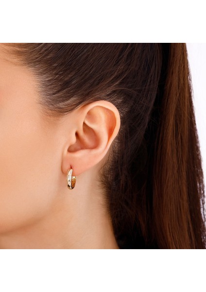 Taşlı Altın Halka Küpe - 14K modelleri