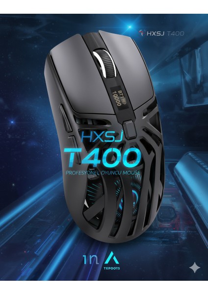 T400 Kablosuz 3 Modlu Dijital Göstergeli 650 Mah Batarya - Makrolu Oyuncu Mouse