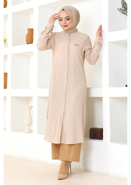 Arma Detaylı Düğmeli Takım Bej 19194 modelleri