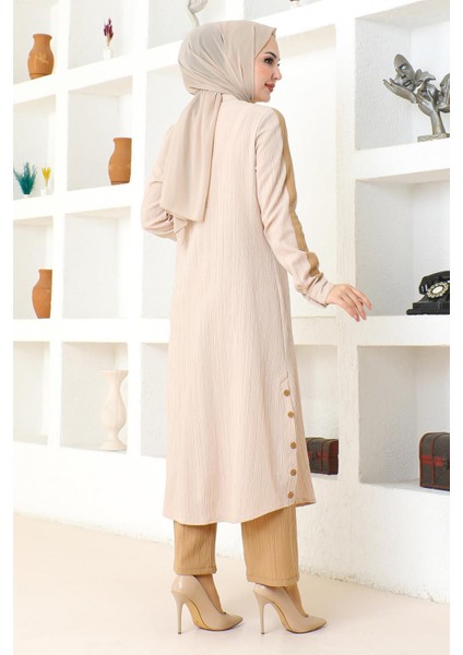 Arma Detaylı Düğmeli Takım Bej 19194 fırsatları