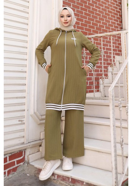 Fermuarlı Ribanalı Takım Haki 10405