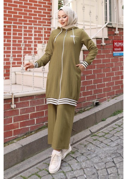 Fermuarlı Ribanalı Takım Haki 10405 modelleri