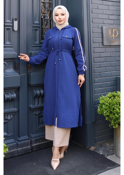 Beli Bağcıklı Kapşonlu Takım Indigo 19241
