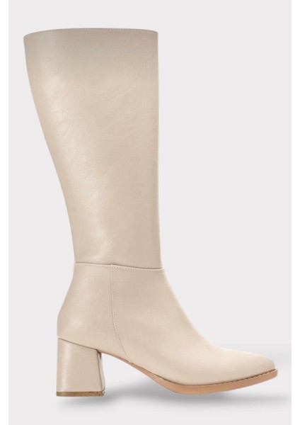 Topuklu Kadın Çizme BEJ