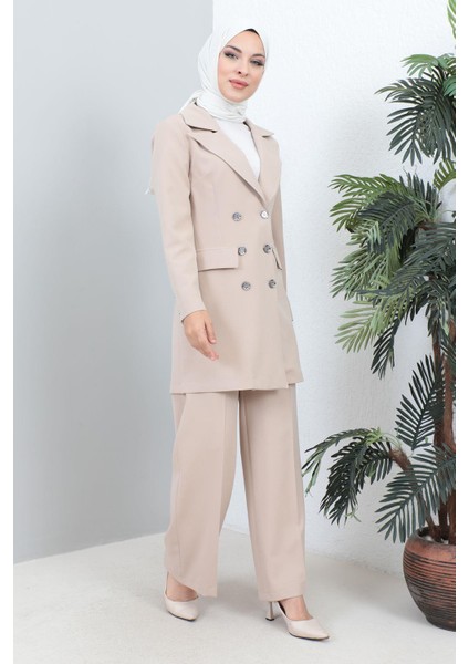 Ceketli Takım Bej 19005