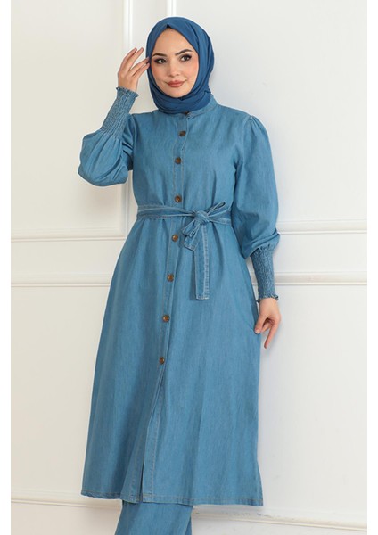 Yırtmaçlı Kot Takım Açık Mavi 19227 fiyatları