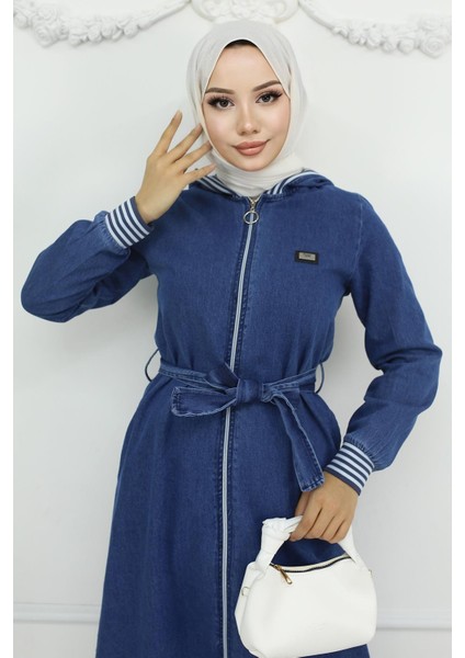 Kapşonlu Ribanalı Kot Takım Açık Mavi 19244 fiyatları