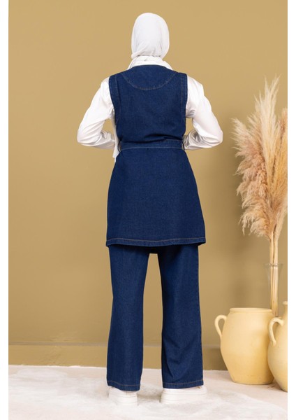Inci Detaylı Ikili Kot Takım Koyu Mavi 19245 fırsatları