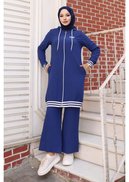 Fermuarlı Ribanalı Takım Indigo 10405