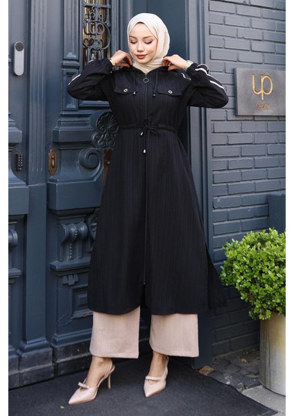 Beli Bağcıklı Kapşonlu Takım Siyah 19241 modelleri