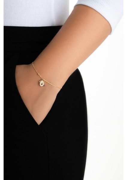 Ö Harfi 18 Ayar Sarı Altın Kaplama 19 cm Gümüş Nazar Bileklik fırsatları