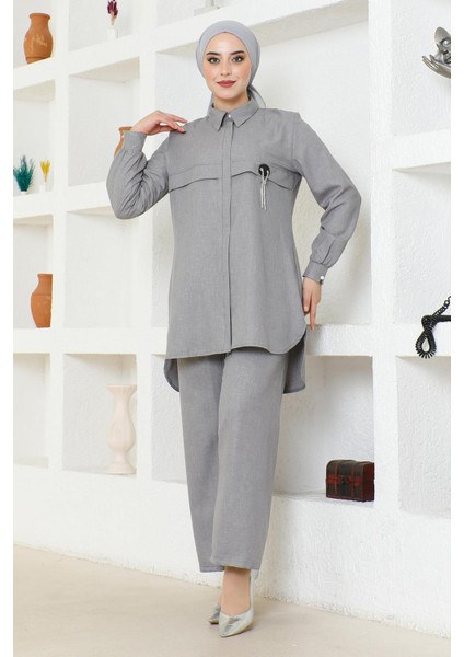 Arması Zincirli Takım Gri 19206