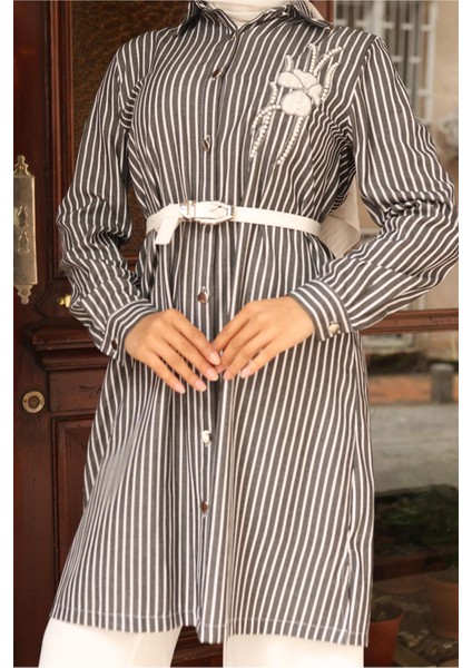 Çizgili Nakış Detaylı Takım Siyah 19261 fiyatları