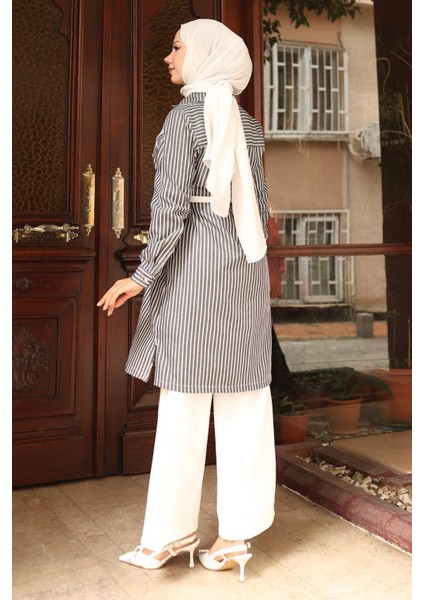 Çizgili Nakış Detaylı Takım Siyah 19261 fırsatları