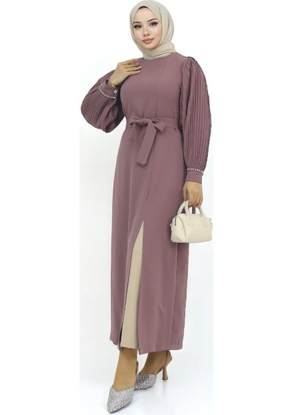 Piliseli Yırtmaçlı Takım Gül Kurusu MSW19239