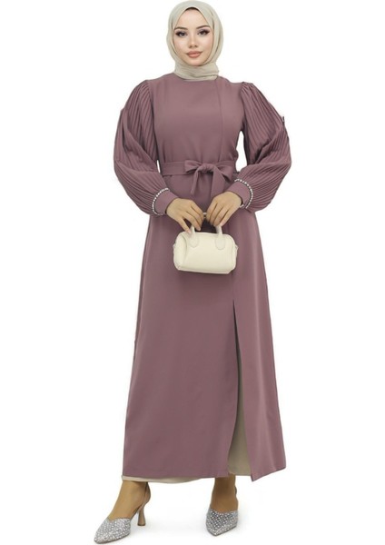 Piliseli Yırtmaçlı Takım Gül Kurusu MSW19239 modelleri