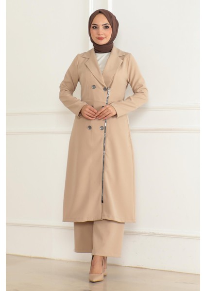 Düğme Detaylı Fermuarlı Takım Bej MSW19219 modelleri