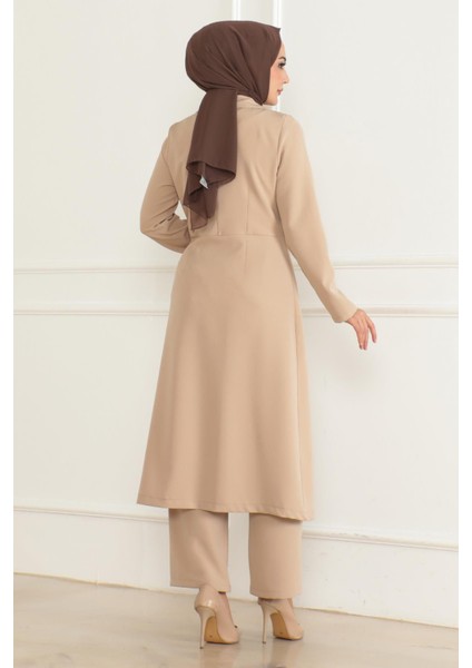 Düğme Detaylı Fermuarlı Takım Bej MSW19219 fırsatları