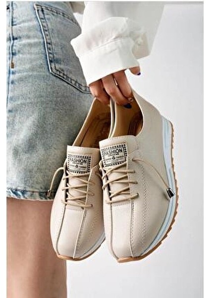 Kadın Ten Lastik Bağcıklı Ortopedik Taban Babet