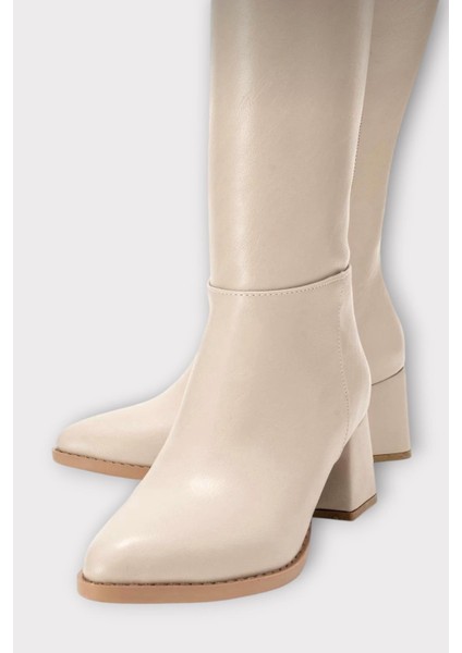 Topuklu Kadın Çizme BEJ