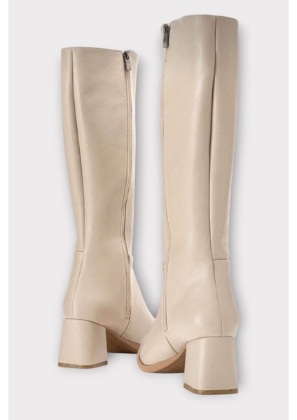 Topuklu Kadın Çizme BEJ