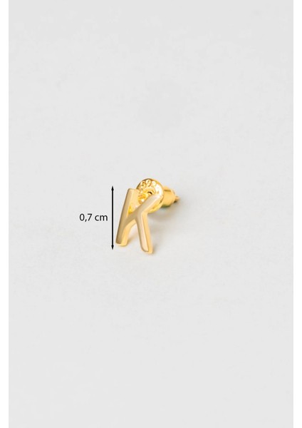 K Harfi 18 Ayar Sarı Altın Kaplama Gümüş Tek Küpe modelleri