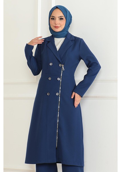 Düğme Detaylı Fermuarlı Takım Indigo MSW19219 fiyatları