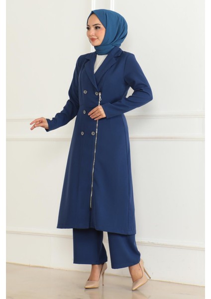 Düğme Detaylı Fermuarlı Takım Indigo MSW19219 modelleri