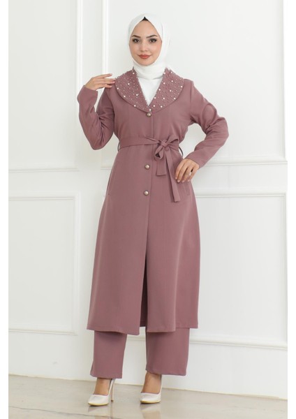 Inci Detaylı Takım Gül Kurusu MSW19216