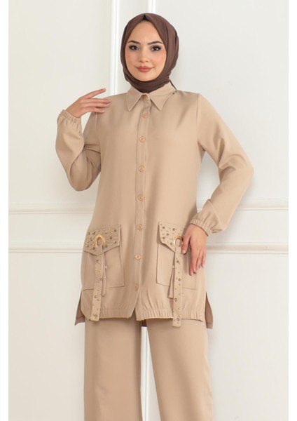 Cep Detaylı Takım Bej 19229 fiyatları