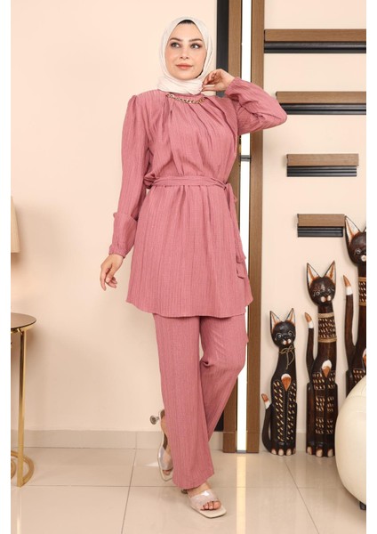 Zincir Detaylı Takım Gül Kurusu MSW19140