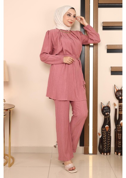 Zincir Detaylı Takım Gül Kurusu MSW19140 modelleri