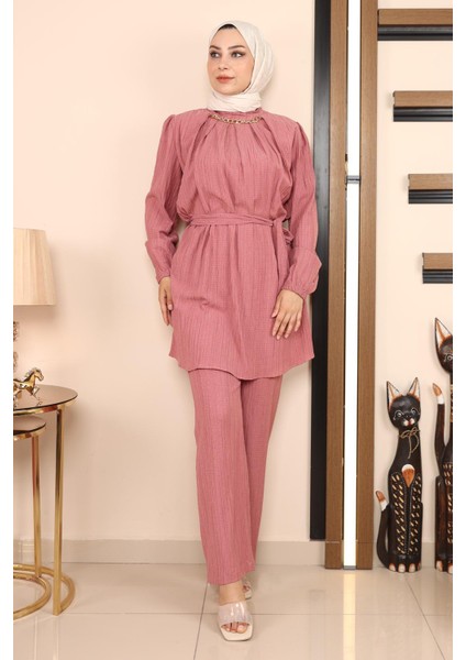 Zincir Detaylı Takım Gül Kurusu MSW19140 fırsatları