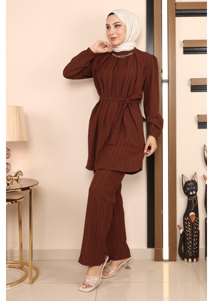 Zincir Detaylı Takım Kahverengi MSW19140 fırsatları