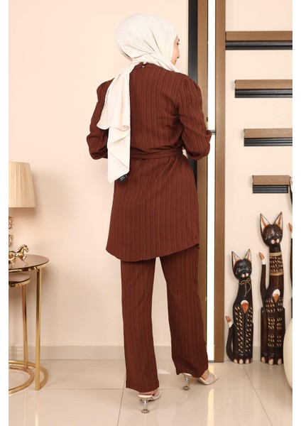 Zincir Detaylı Takım Kahverengi MSW19140 indirimleri