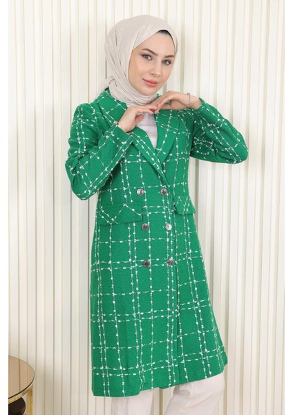 Düğmeli Geniş Yaka Kaşe Kaban Zümrüt 19177 fiyatları